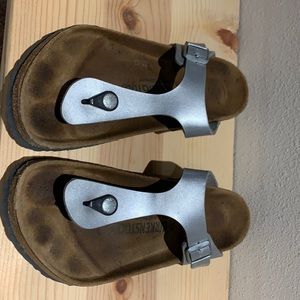 Silver Birkenstock Thong Sandals